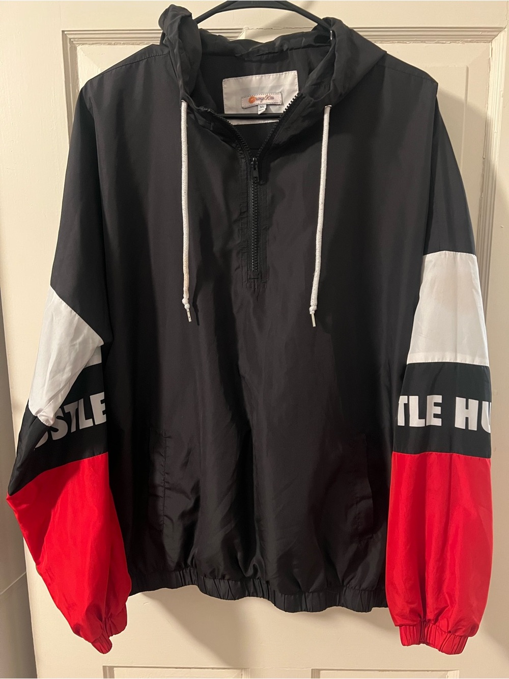 Orange Kiss Black, White & Red Pullover ‘Hustle’ Windbreaker